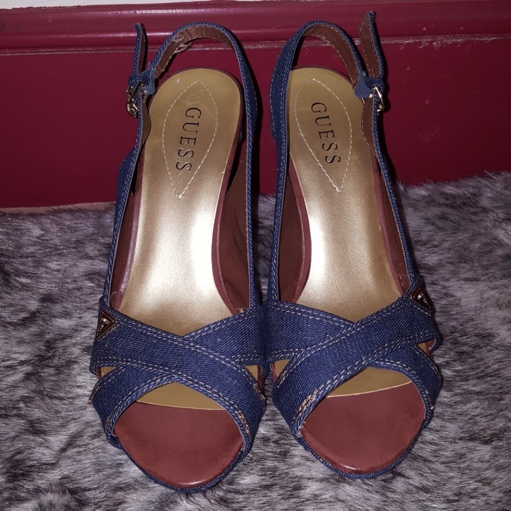 [GUESS] denim wedge heels